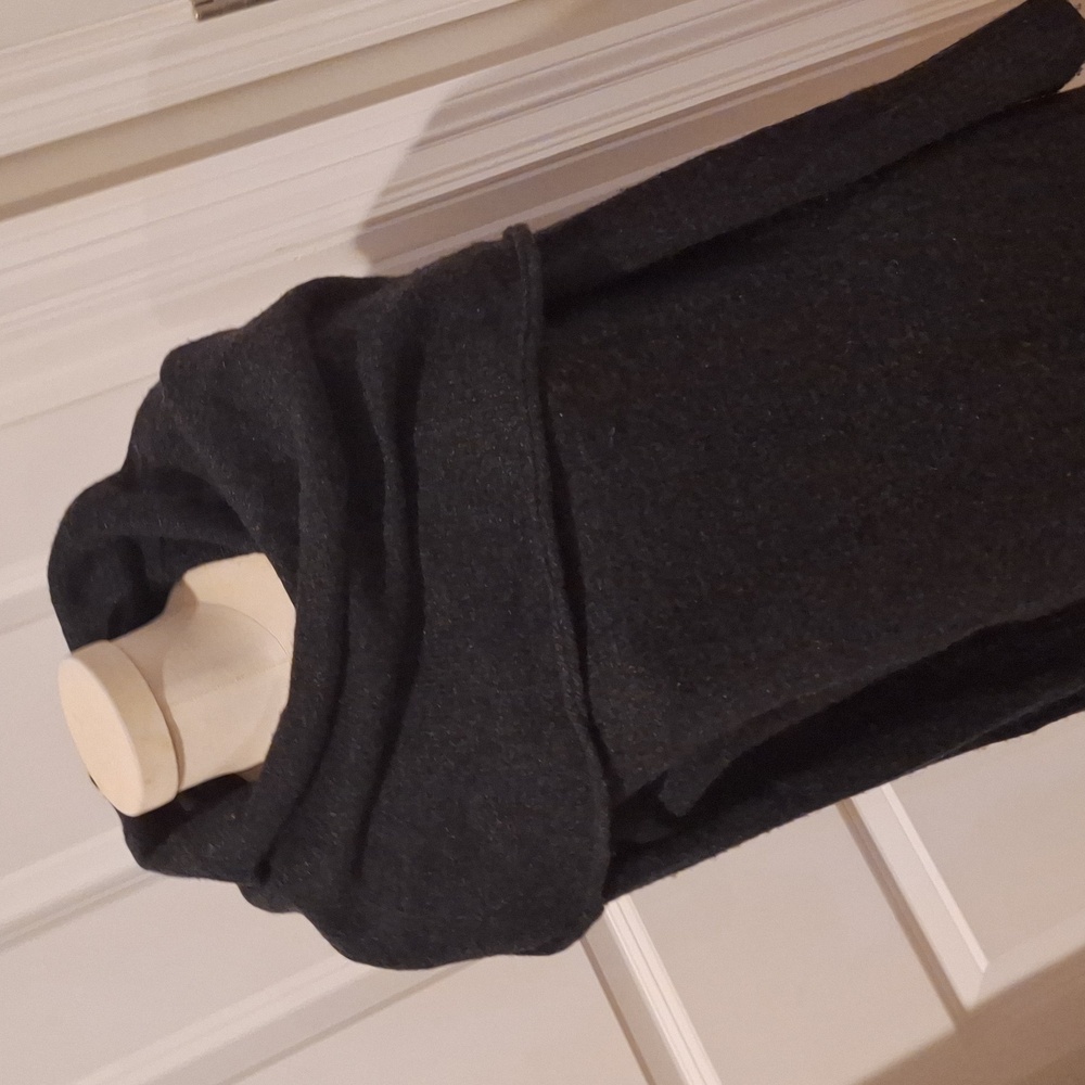 White+Warren Small Cowl‎ Adjustable Neck Gray Wool Cotton Blend Sweater